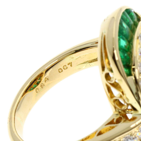 MITSUO KAJI Ring 18K Yellow Gold gold Emayu Emerald Diamond Women Used Authentic