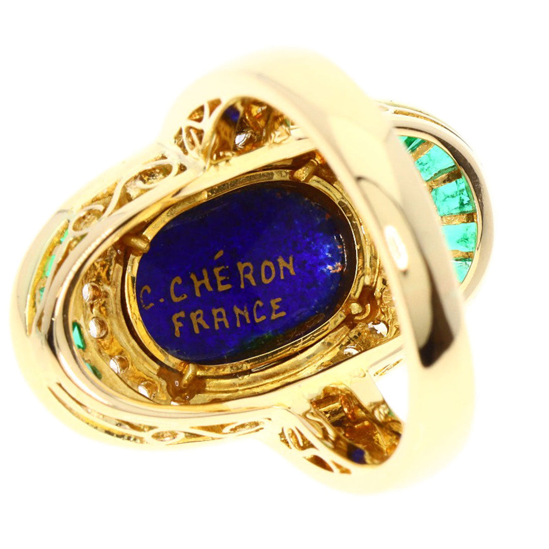 MITSUO KAJI Ring 18K Yellow Gold gold Emayu Emerald Diamond Women Used Authentic