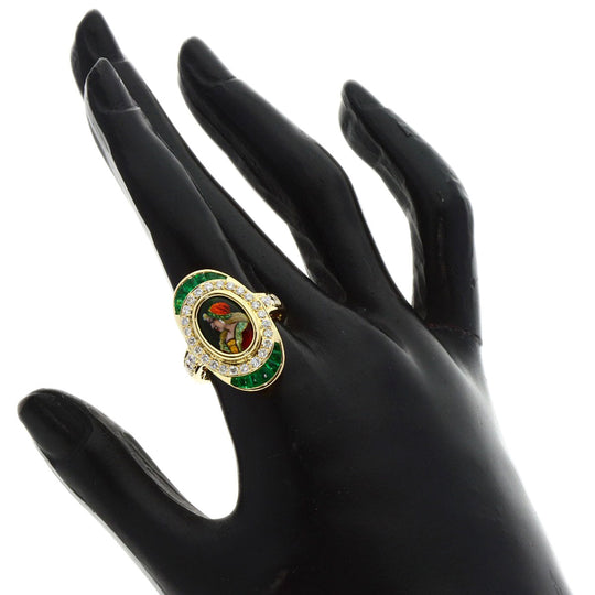MITSUO KAJI Ring 18K Yellow Gold gold Emayu Emerald Diamond Women Used Authentic