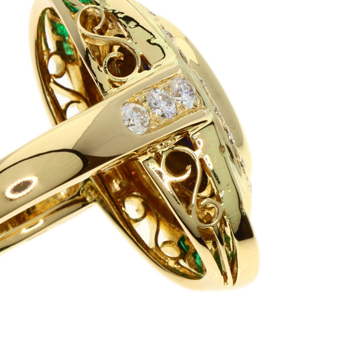 MITSUO KAJI Ring 18K Yellow Gold gold Emayu Emerald Diamond Women Used Authentic