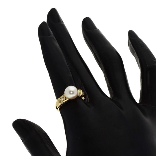 MIKIMOTO Ring 18K Yellow Gold gold Pearl pearl diamond Women Used Authentic