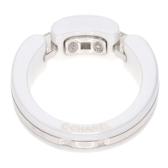 CHANEL Ring K18WG, Ceramic Silver Ultra Ring Medium Women Used Authentic