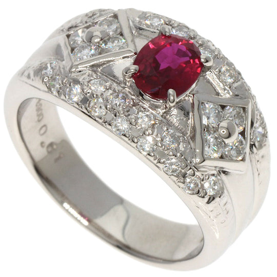 TASAKI Ring PT900 Silver Ruby diamond Women Used Authentic