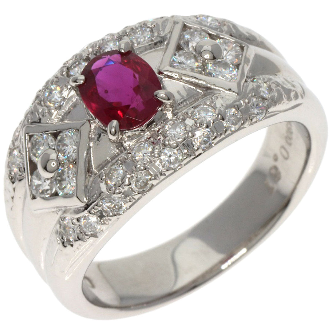 TASAKI Ring PT900 Silver Ruby diamond Women Used Authentic