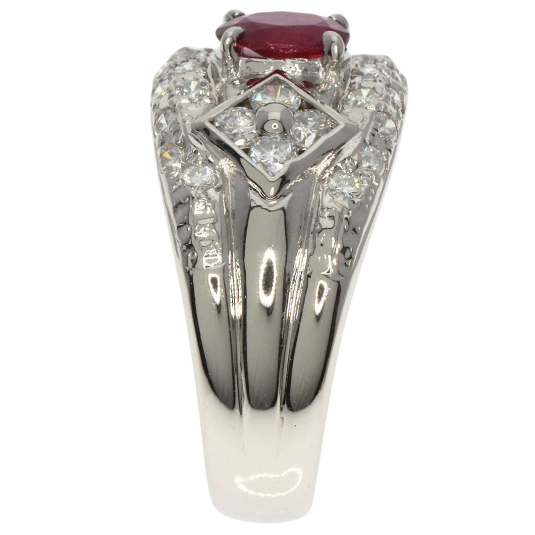TASAKI Ring PT900 Silver Ruby diamond Women Used Authentic