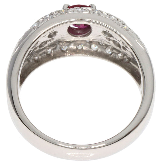 TASAKI Ring PT900 Silver Ruby diamond Women Used Authentic