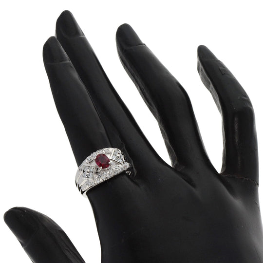 TASAKI Ring PT900 Silver Ruby diamond Women Used Authentic
