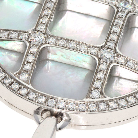 CARTIER Pendant top K18WG Silver Pasha Shell Diamond Grid Charm Women Used Authentic