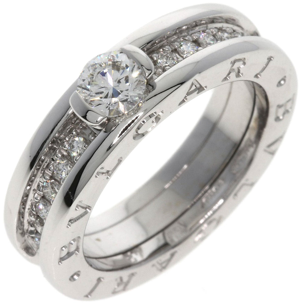 BVLGARI Ring K18WG Silver B-zero1 B-zero1 Diamond 1 Band XS #48 Women Used Authentic