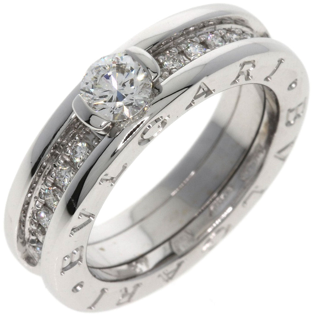 BVLGARI Ring K18WG Silver B-zero1 B-zero1 Diamond 1 Band XS #48 Women Used Authentic