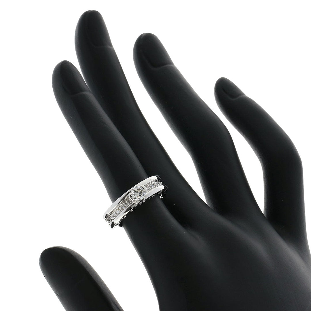 BVLGARI Ring K18WG Silver B-zero1 B-zero1 Diamond 1 Band XS #48 Women Used Authentic