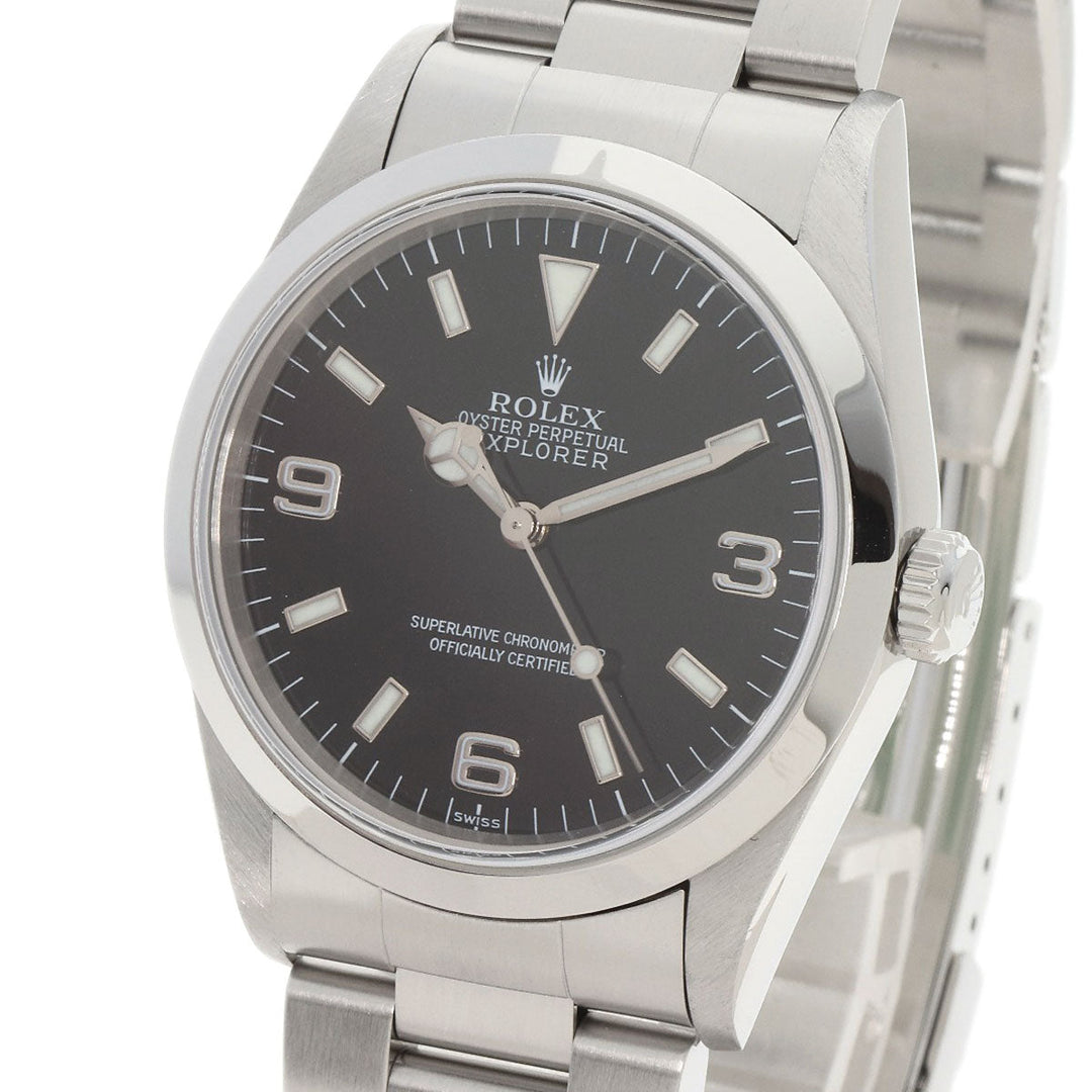 ROLEX Watches Mechanical Automatic 14270 Stainless Steel , Stainless Steel Silver Explorer black dial mens Used Authentic