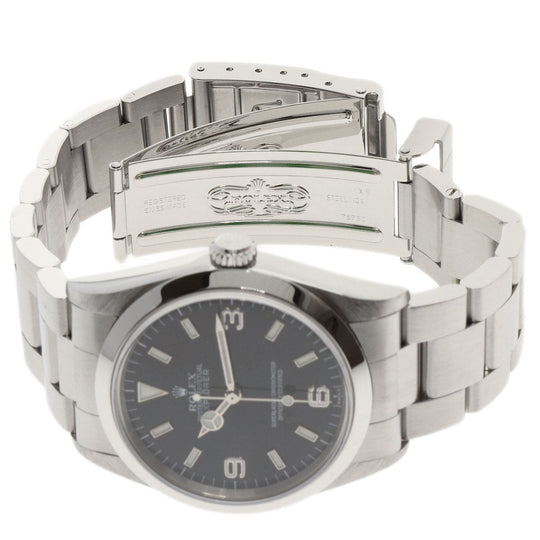 ROLEX Watches Mechanical Automatic 14270 Stainless Steel , Stainless Steel Silver Explorer black dial mens Used Authentic