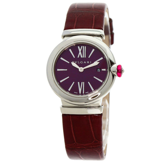 BVLGARI Watches Quartz LU28C7SLD Stainless Steel, Leather Silver Le chair violet dial Women Used Authentic