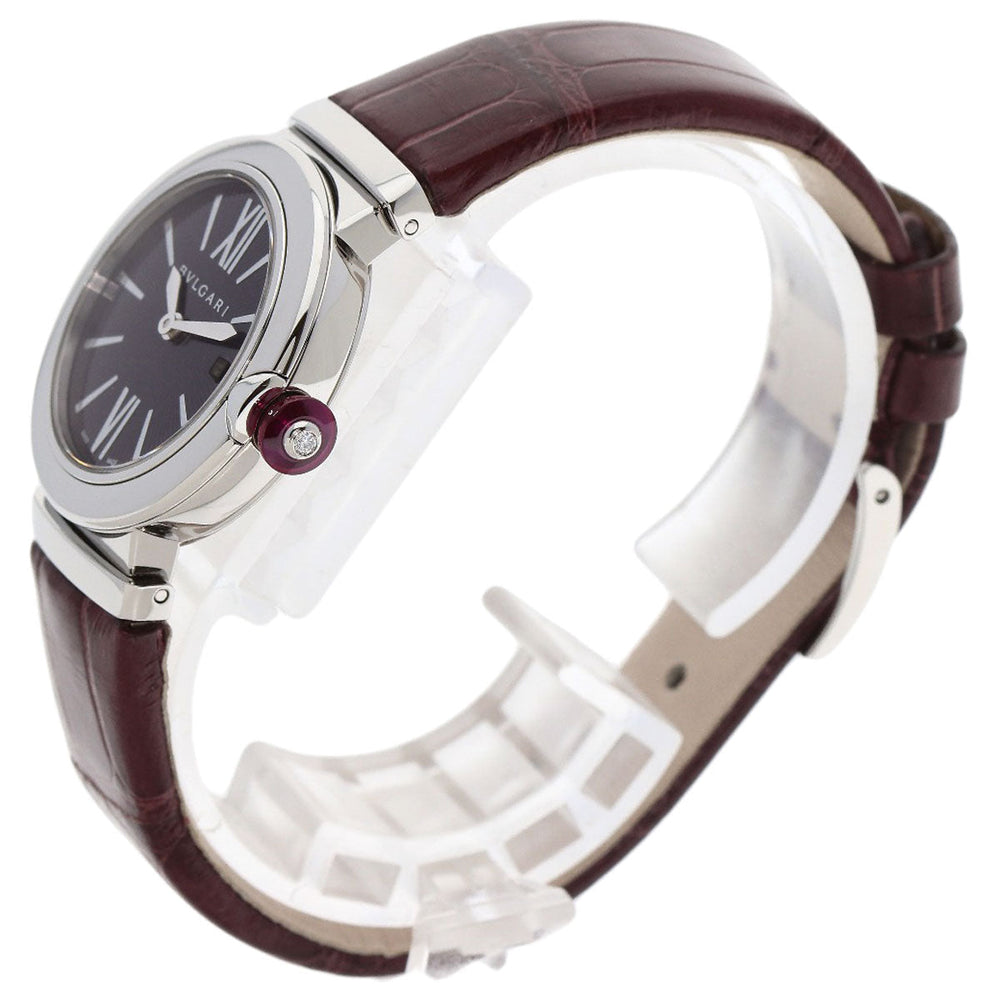BVLGARI Watches Quartz LU28C7SLD Stainless Steel, Leather Silver Le chair violet dial Women Used Authentic