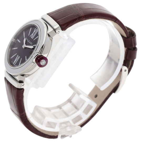 BVLGARI Watches Quartz LU28C7SLD Stainless Steel, Leather Silver Le chair violet dial Women Used Authentic