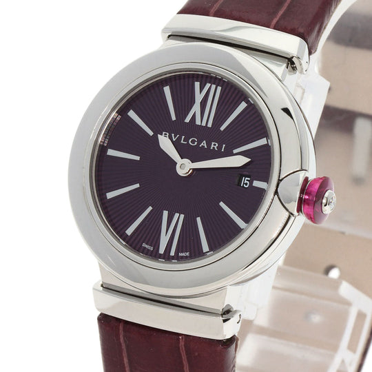 BVLGARI Watches Quartz LU28C7SLD Stainless Steel, Leather Silver Le chair violet dial Women Used Authentic