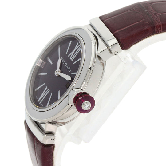 BVLGARI Watches Quartz LU28C7SLD Stainless Steel, Leather Silver Le chair violet dial Women Used Authentic