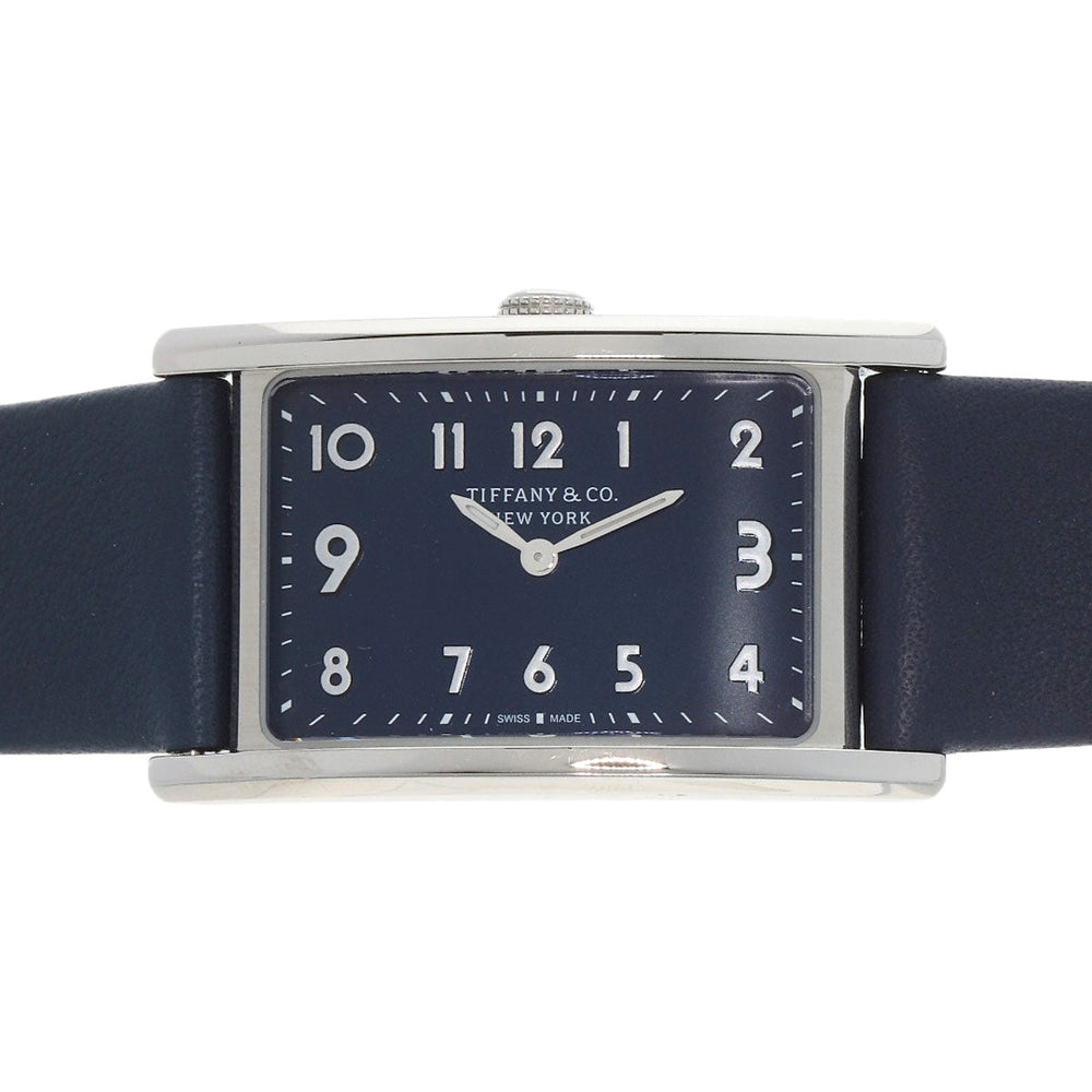 TIFFANY&Co. Watches Quartz 36668644 Stainless Steel, Leather Silver East West Mini Navy dial Women Used Authentic