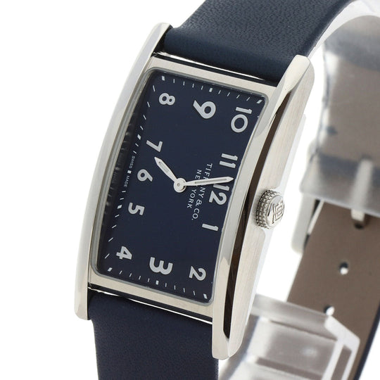 TIFFANY&Co. Watches Quartz 36668644 Stainless Steel, Leather Silver East West Mini Navy dial Women Used Authentic
