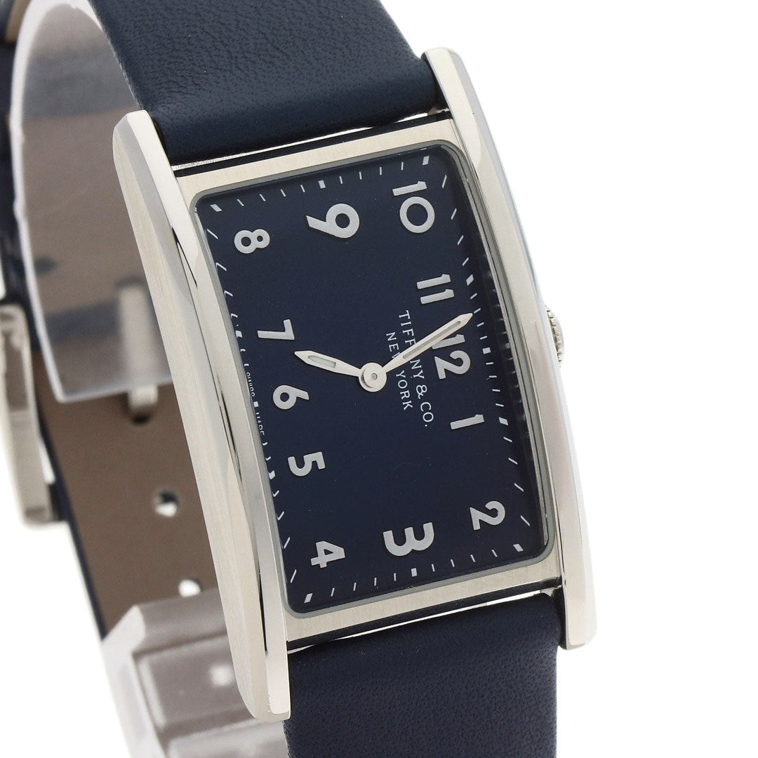 TIFFANY&Co. Watches Quartz 36668644 Stainless Steel, Leather Silver East West Mini Navy dial Women Used Authentic