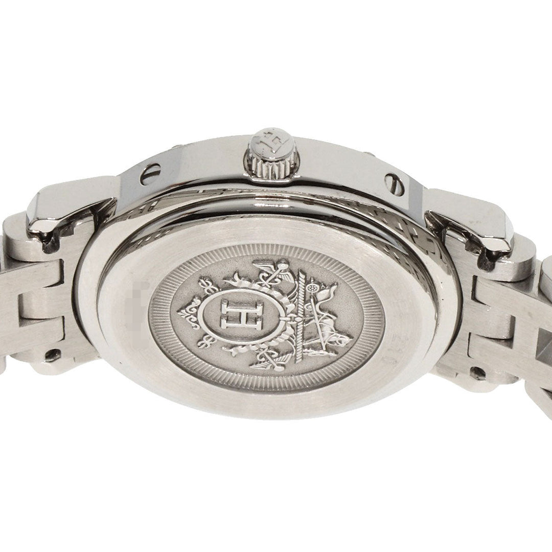 HERMES Watches Quartz CL4.210 Stainless Steel , Stainless Steel Silver Clipper Nacre New Buckle Pink shell dial Women Used Authentic