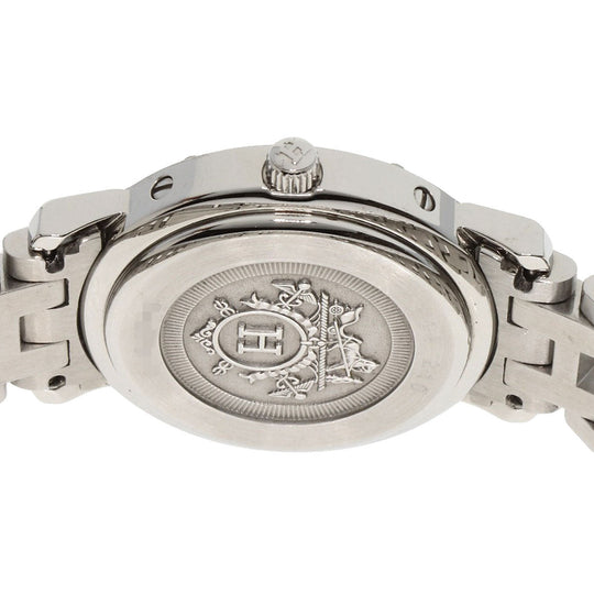 HERMES Watches Quartz CL4.210 Stainless Steel , Stainless Steel Silver Clipper Nacre New Buckle Pink shell dial Women Used Authentic
