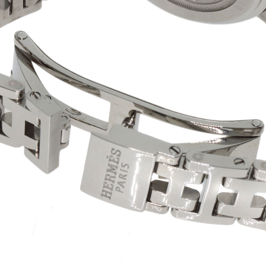 HERMES Watches Quartz CL4.210 Stainless Steel , Stainless Steel Silver Clipper Nacre New Buckle Pink shell dial Women Used Authentic