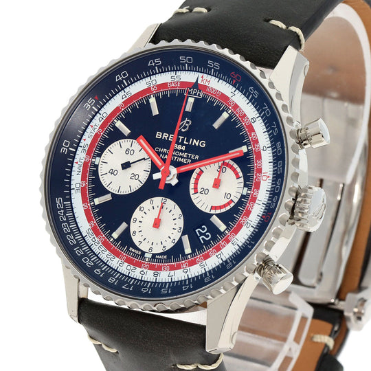 BREITLING Watches Mechanical Automatic AB0121 Stainless Steel, Leather Silver Navitimer B01 Chronograph Unused item black dial mens Used Authentic