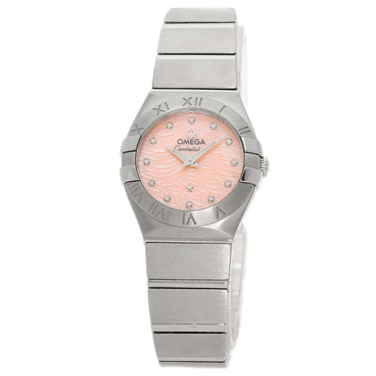 OMEGA Watches Quartz Ref123.10.24.60.57.002 Stainless Steel , Stainless Steel Silver Constellation Plume unused item Pink shell dial Women Used Authentic