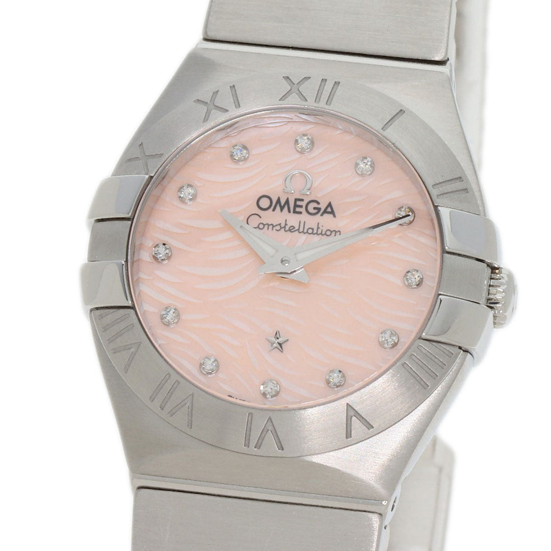 OMEGA Watches Quartz Ref123.10.24.60.57.002 Stainless Steel , Stainless Steel Silver Constellation Plume unused item Pink shell dial Women Used Authentic