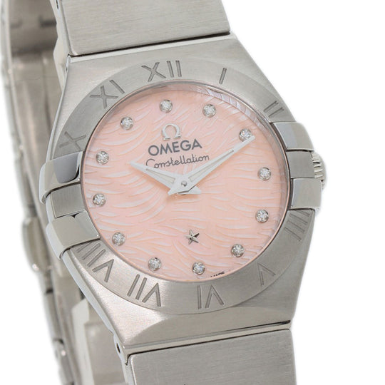 OMEGA Watches Quartz Ref123.10.24.60.57.002 Stainless Steel , Stainless Steel Silver Constellation Plume unused item Pink shell dial Women Used Authentic