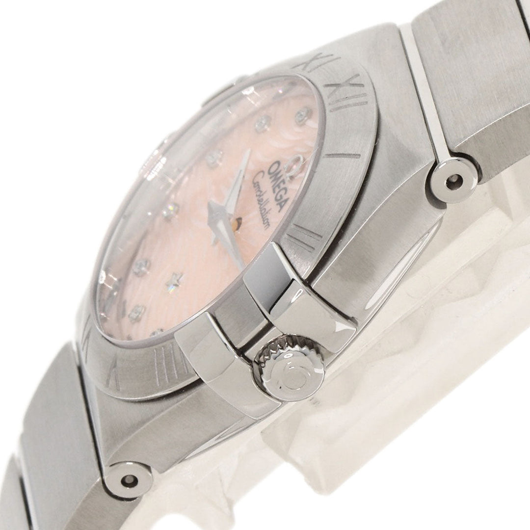 OMEGA Watches Quartz Ref123.10.24.60.57.002 Stainless Steel , Stainless Steel Silver Constellation Plume unused item Pink shell dial Women Used Authentic
