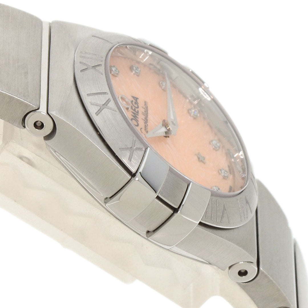 OMEGA Watches Quartz Ref123.10.24.60.57.002 Stainless Steel , Stainless Steel Silver Constellation Plume unused item Pink shell dial Women Used Authentic