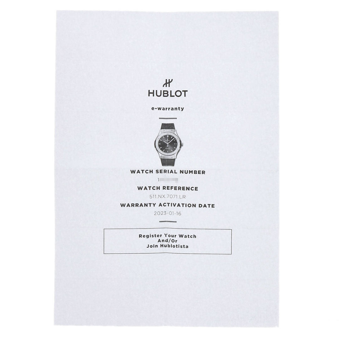 HUBLOT Watches Mechanical Automatic 511.NX.7071.LR Titanium, Rubber Silver Classic Fusion Racing Gray Unused gray dial mens Used Authentic