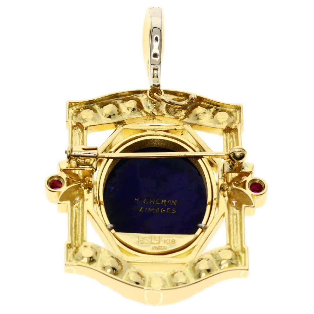 MITSUO KAJI Brooch K18YG , PT900 gold Pearl Ruby Diamond Women Used Authentic