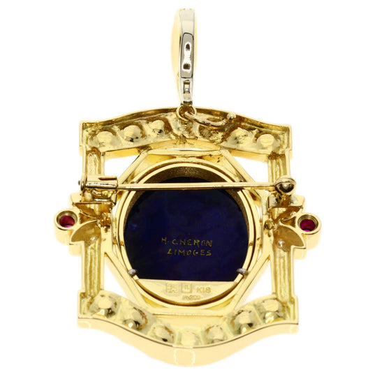 MITSUO KAJI Brooch K18YG , PT900 gold Pearl Ruby Diamond Women Used Authentic