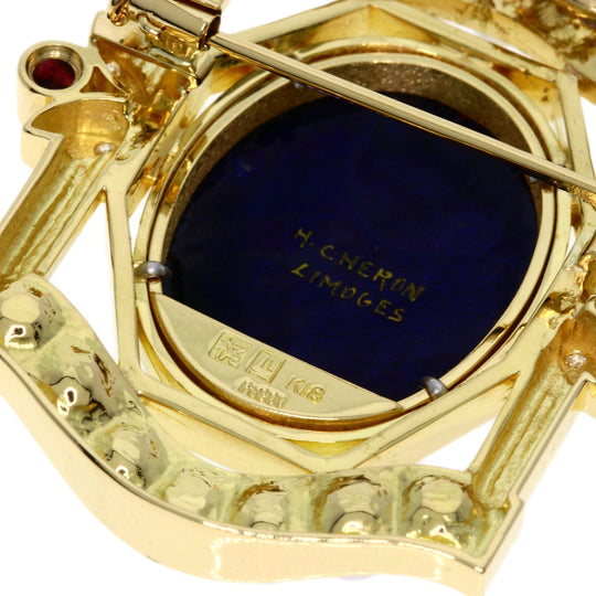 MITSUO KAJI Brooch K18YG , PT900 gold Pearl Ruby Diamond Women Used Authentic