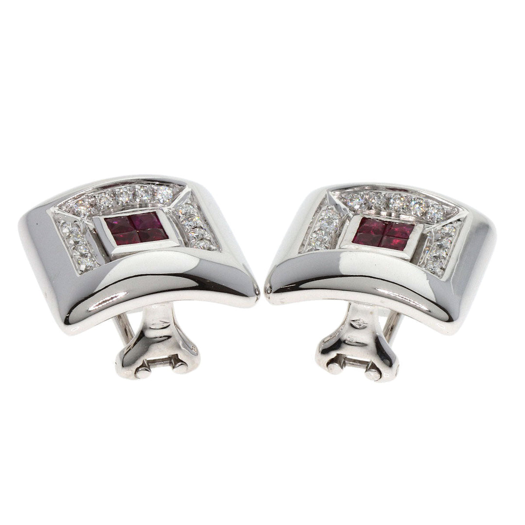 Damiani Earring K18WG Silver Ruby diamond Women Used Authentic