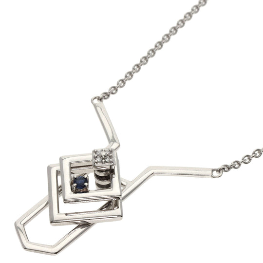 WALTHAM Necklace PT950 Silver Swing Diamond Sapphire