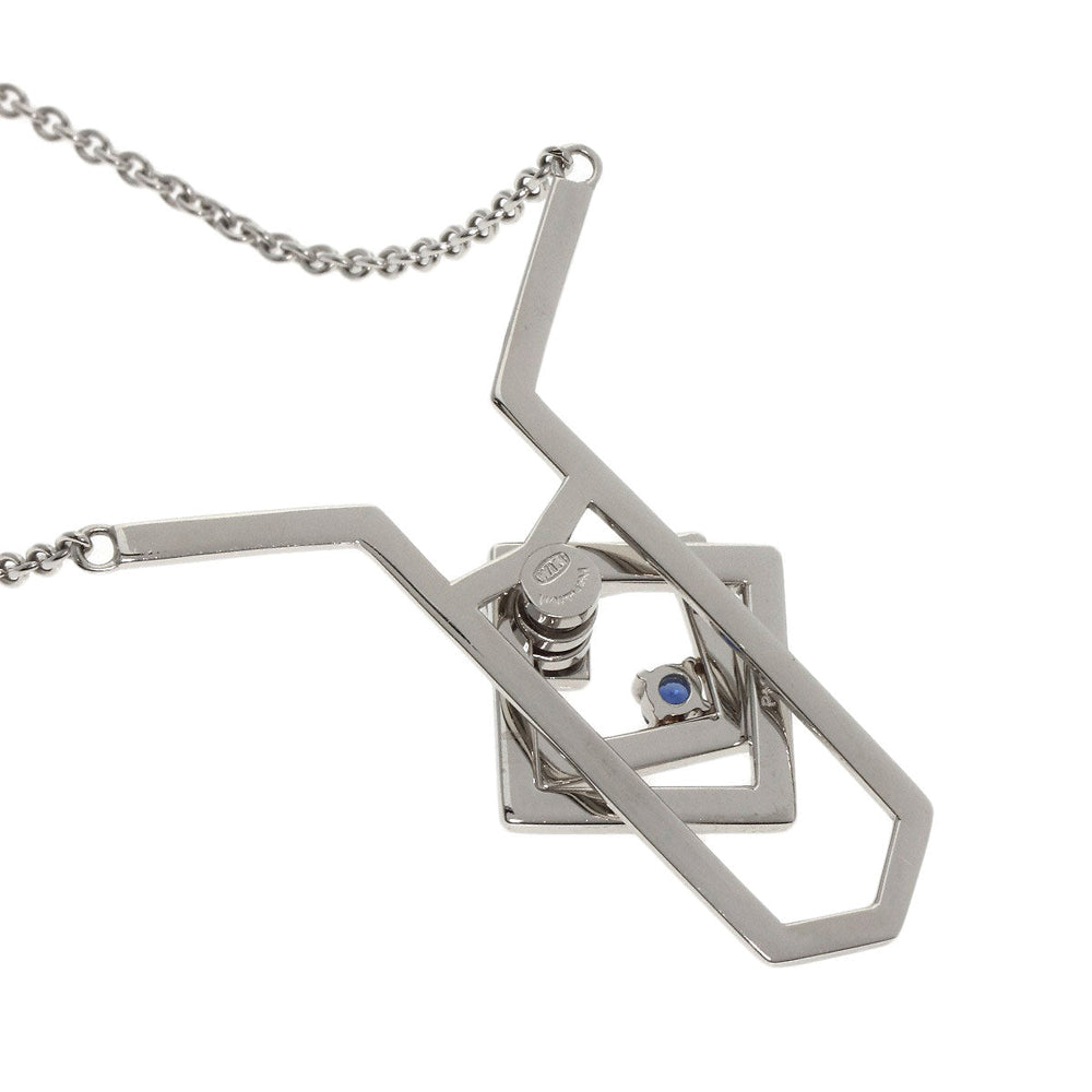 WALTHAM Necklace PT950 Silver Swing Diamond Sapphire