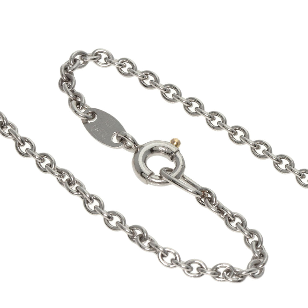 WALTHAM Necklace PT950 Silver Swing Diamond Sapphire