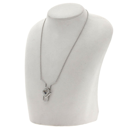 WALTHAM Necklace PT950 Silver Swing Diamond Sapphire