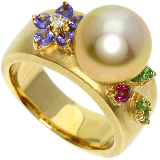 TASAKI Ring 18K Yellow Gold gold Golden Pearl Multicolor Diamond Women Used Authentic