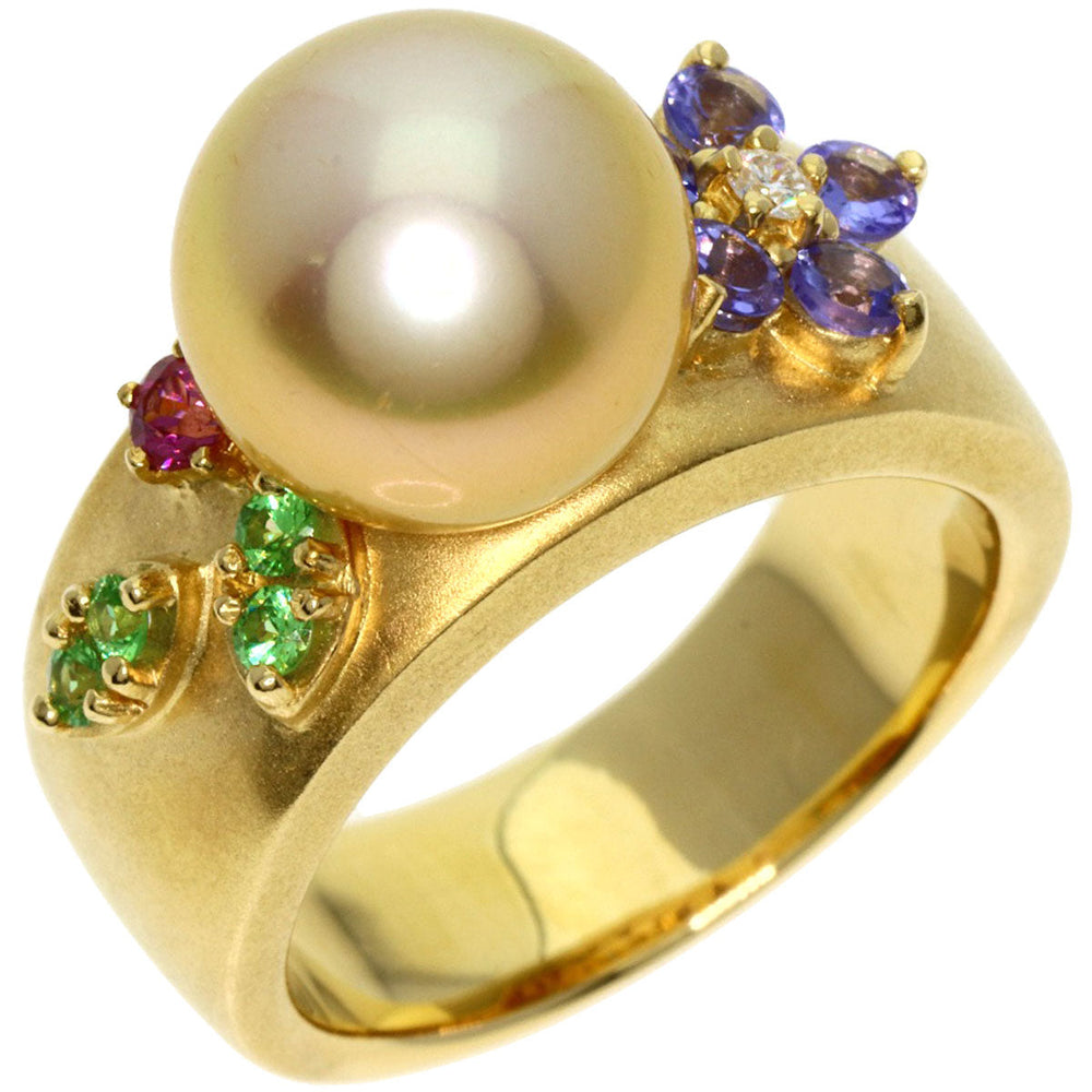 TASAKI Ring 18K Yellow Gold gold Golden Pearl Multicolor Diamond Women Used Authentic