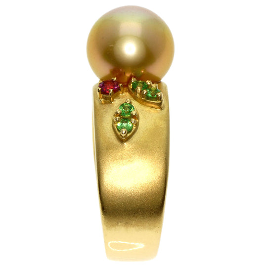 TASAKI Ring 18K Yellow Gold gold Golden Pearl Multicolor Diamond Women Used Authentic
