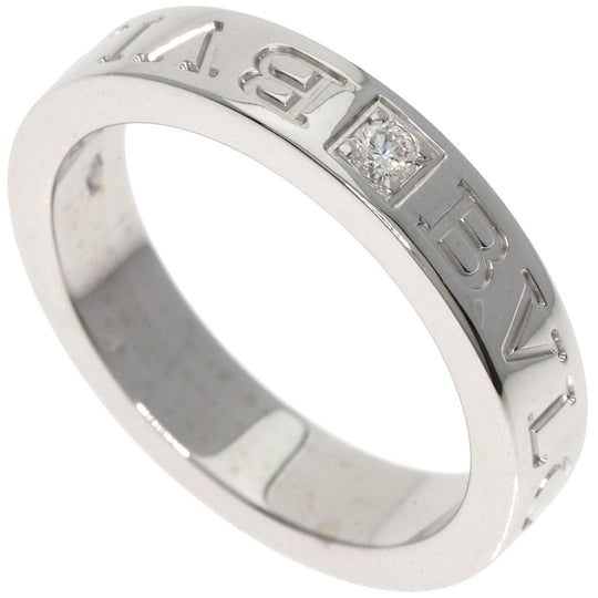 BVLGARI Ring K18WG Silver Double logo 1P Diamond