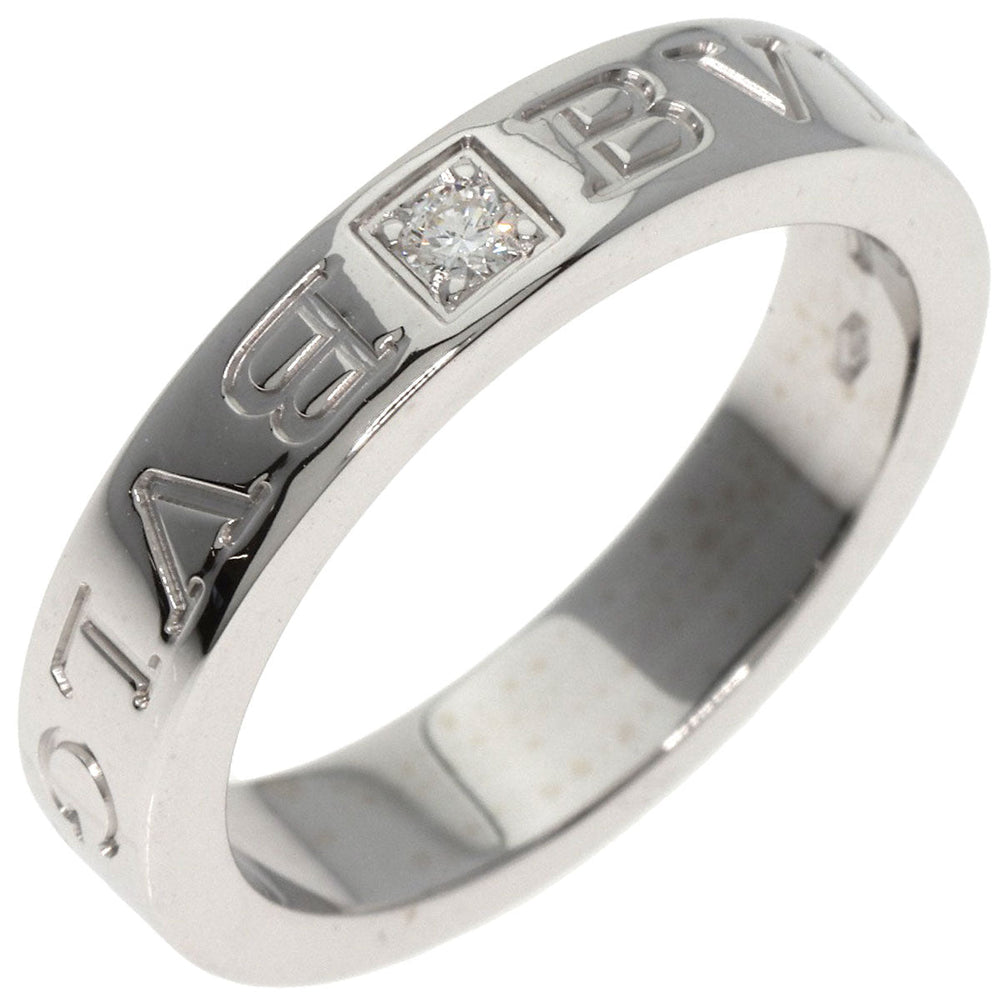 BVLGARI Ring K18WG Silver Double logo 1P Diamond