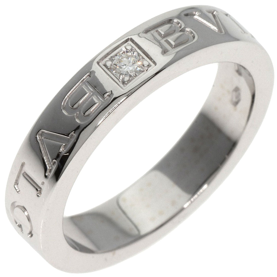 BVLGARI Ring K18WG Silver Double logo 1P Diamond
