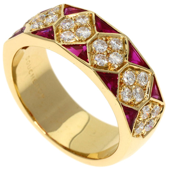 Boucheron Ring 18K Yellow Gold gold Diamond Ruby Women Used Authentic